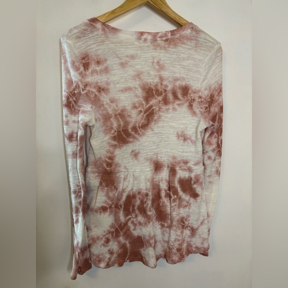 ANTHROPOLOGIE T.La PINK TIE DYE V-NECK JILL BABYDOLL PEPLUM TOP - Picture 5 of 8